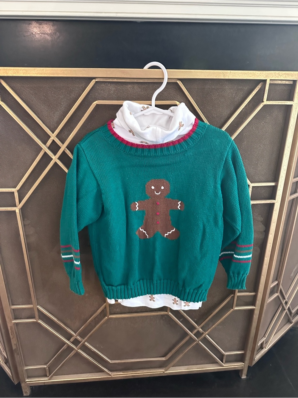 Little English gingerbread sweater (size 5) and collared shirt (size 6)